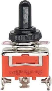 SKXMOD E-TEN1122 Toggle Switch 3 Terminal ON-Off-ON 3 Positions 3 Pin Swithes 250V 15A AC with 12mm Waterproof Switch Caps Orange(E-TEN1122 and Cap)