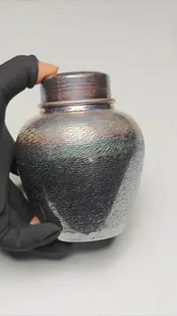 在飛比找Yahoo!奇摩拍賣優惠-日本 銀川堂 茶葉罐 雙蓋 銅熏銀 做工很好 品相尺寸見視頻