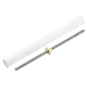 1 Pcs 280mm Lead Screw with Tr8x8 Brass Nut and Plastic Packaging Tube, Silver