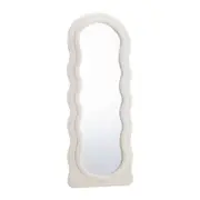 Oikiture 160x60cm Full Length Mirror Boucle Frame Wavy Floor Mirrors
