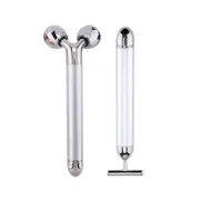 Catzon 2 in 1 Electric Face Massager Roller Kit Eye Nose Facial Roller Massage Tool-Silver