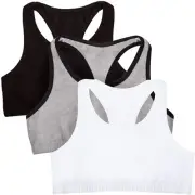 Fruit of the Loom Big Girls Cotton Built-up Sports Bra 3 Pack Size 28