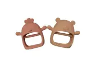 Silicone Teethers For Babies Easy Clean Easy Hold BPA Free Purple & Tan 2ct
