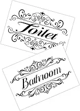 TOGEVAL 2Pcs Adhesive Sticky Toilet Decal Stickers for Bathroom Decor English Signage for Toilet Peel and Stick Installation Chic Restroom Decorative Decals