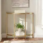 Console Table with Storage Gold Leaf/Clear Standard Half Moon Glass Bella 30" H
