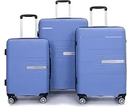 [XIQUMOPAX] 3 - Piece Hardshell Luggage Set with Lock & 360° Double Spinner Wheels, One Color, Blue