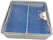 High Temperature And High Pressure Sterilization Box, Medical Surgical Instrument Tray, With Cover Punched Around, With Silicone Pad, 304 Stainless Steel, Dental(Size:25cm*25cm*7cm(9.8in*9.8in*2.8in))