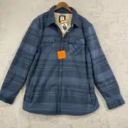 NEW Voyager XXL Blue Plaid Sherpa-Lined Shirt Jacket Snap button H1122