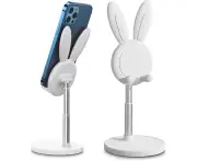 Momax Cute Bunny Phone Stand Angle Height Adjustable Phone Holder Stand for Desk-White