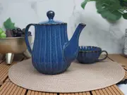 Petrol blue teapot