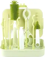 Bottle Cleaner Kit | Bottle Brush Set for Babies | Straw Brush and Nipple Brush | Baby Bottle Cleaning Tools | Bottles Drying Rack Included | Easy to Use and Clean for Thorough Bottle Cleaning