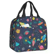 a1978 Galaxy Space Rocket Planet Insulated Lunch BagSpaceship Astronaut Resuable Lunch Tote for Food Box sz487