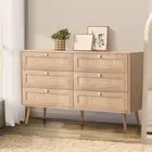 Oikiture 6 Chest of Drawers Dresser Chest Storage Cabinet Tallboy Rattan