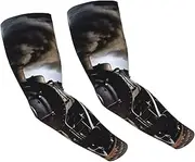 [FHEDVBN] Steam Train Arm Sleeves Compression Arm Covers for Men Women Outdoor Sun Sleeves Cooling Sports Sleeve, Black
