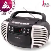 Groov-e GVPS813BK Retro Boombox Portable CD & Cassette Player with Radio│Black