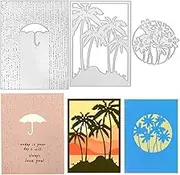 3Pcs Backgrounds Frame Metal Die Cuts for Card Making, AIFUDA 3D Embossing Cutting Dies for Scrapbooking for DIY Decor Album Paper Craft(Coconut Tree&Flower&Umbrellas)