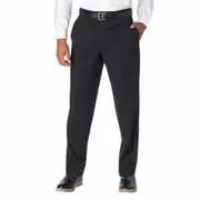 KIRKLAND SIGNATURE Men's Wool Flat Front Dress Slacks - 100% Wool - Black