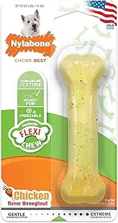 Nylabone NCF202P FlexiChew Chicken Bone Chew Toy on Card, Regular, White