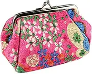 [JEWEDECO] Ladies Wallet Purse Coin Purse Floral Design Canvas Material Secure Closure