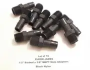Lot of 10 ELDON JAMES 1/2" Barbed x 3/8" MNPT Male Adapter - Black Nylon (BN)