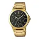 CASIO 簡約經典時尚三眼三針不鏽鋼腕錶(MTP-V300G-1A)黑面X金色錶帶/41.5mm