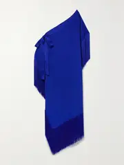 [Taller Marmo] Taller Marmo - Aarons One-shoulder Fringed Crepe Maxi Dress - Royal blue - One size One size Blue
