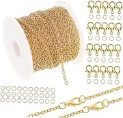 Generic 1 Set Lobster Clasp Chain Set Swivel Clasp Hooks Chain for Necklace Anklet Making Chains Chain and Lobster Clasps Chain Clasp Necklace Repair Kit Jump Rings Twist Golden Zinc Alloy