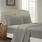 1000TC Ultra Soft Double Size Bed Grey Flat & Fitted Sheet Set