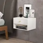 Floating Nightstand Modern White Nightstands Side Table Wall Mounted Shelf with