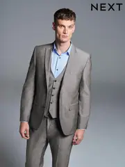 Light Grey Slim Fit Two Button Suit Jacket (829503) | $66