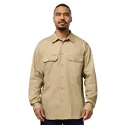 Mens Hard Yakka Long Sleeve Lightweight Drill Ventilated Shirt Khaki