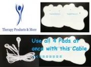 COMPATIBLE 3.5mm QUAD CABLE Omron 3030, TENS CONVERTOR CABLE + 10 MASSAGE PADS