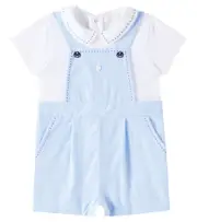[Patachou] Patachou Baby jersey and chambray playsuit M 18 blue
