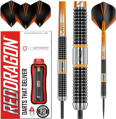 RED DRAGON Amberjack 22g, 24g or 26g Tungsten Darts Set with Flights and Stems