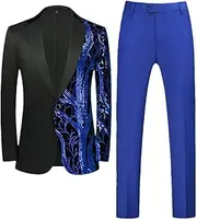 [Zadaos] Men Sequin Suit (Jacket + Pant) Wedding Dance Party Stage Perform Dress Male Blazer Trouser
