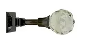 Pair 2 pieces Holdbacks for Curtain Tiebacks - Gun Metal stem with glass faceted round top 11cm