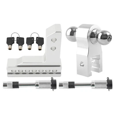 6" Adjustable Trailer Drop Hitch 2" Receiver Dual Balls 2" and 2-5/16" w/ Lock