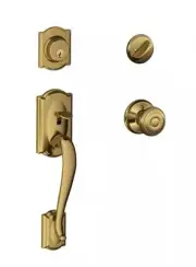 Schlage Camelot Antique Brass Single Cylinder Door Handleset Georgian Knob F60 G