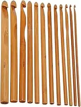 ZXUY 12pcs 6" Bamboo Handle Crochet Hook Knit Craft Knitting Needle Weave Yarn 3-10mm