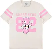 [Care Bears] Ladies Classic Shirt - Cheer Friend Funshine Good Luck Varsity Stripe Sleeve Athletic Tee