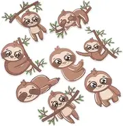 BELLIFFY 8PCS Sloth Iron Patches for Clothes Unique Sloth Embroidery Stickers for Garment Repair Decoration DIY Cloth Accessories for Hats Bags More