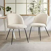 Oikiture Dining Chairs Accent Chair Armchair Kitchen Upholstered Exclusive White