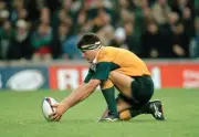 John Eales of Australia sets up the ball during their rugby union - Old Photo