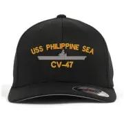 Uss cv-47 embroidered stretch flex fit baseball cap (size S/M, L/XL, XXL)