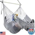 Hammock Chair, Cotton Rope Handwoven Chair with Collapsible Metal Spreader Ba