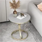 Side Table Modern Round Side Table, Easy Assembly, 23.6inches End Table, Small Table with Rockboard Tabletop and Metal Frame for Small Spaces, Living Room, Bedroom, Balcony, Easy Assembly End Tables L