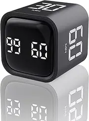 EooCoo Stylish Digital Timer, Creative Cube Rotation Timer 5/10/30/60 Minutes, Countdown Productivity Timer for Working Cooking Fitness Studying Teaching, Easy Use for Adults and Kids, Black