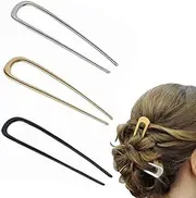 FACAICAI 3 PCS French Hair Pins, 5.5 Inch U-Shaped Large French Hair Pins, Metal Hair Pins for Women Girls, Hair Fork French Twist Hair Pin Hair Sticks for Buns, Fine and Thick Long Hair