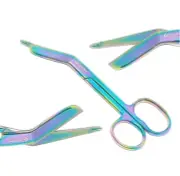 Lister Bandage Scissors 5.5" One Large Ring Rainbow/Multi Color Titanium Surgi
