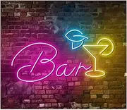 Sign Lamp "Open Bar"Neon Sign Cocktail Bar Pub Wine Hotel Home Business Wall Decor Lamps USB Powered Dimmable 38cm